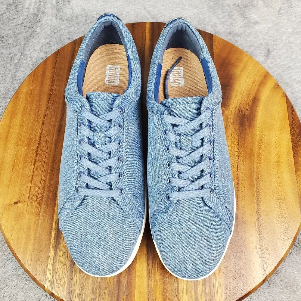 Fitflop Shoes Women's 9 Blue Denim Rally Low Top Lace Up Athletic Sneakers_6